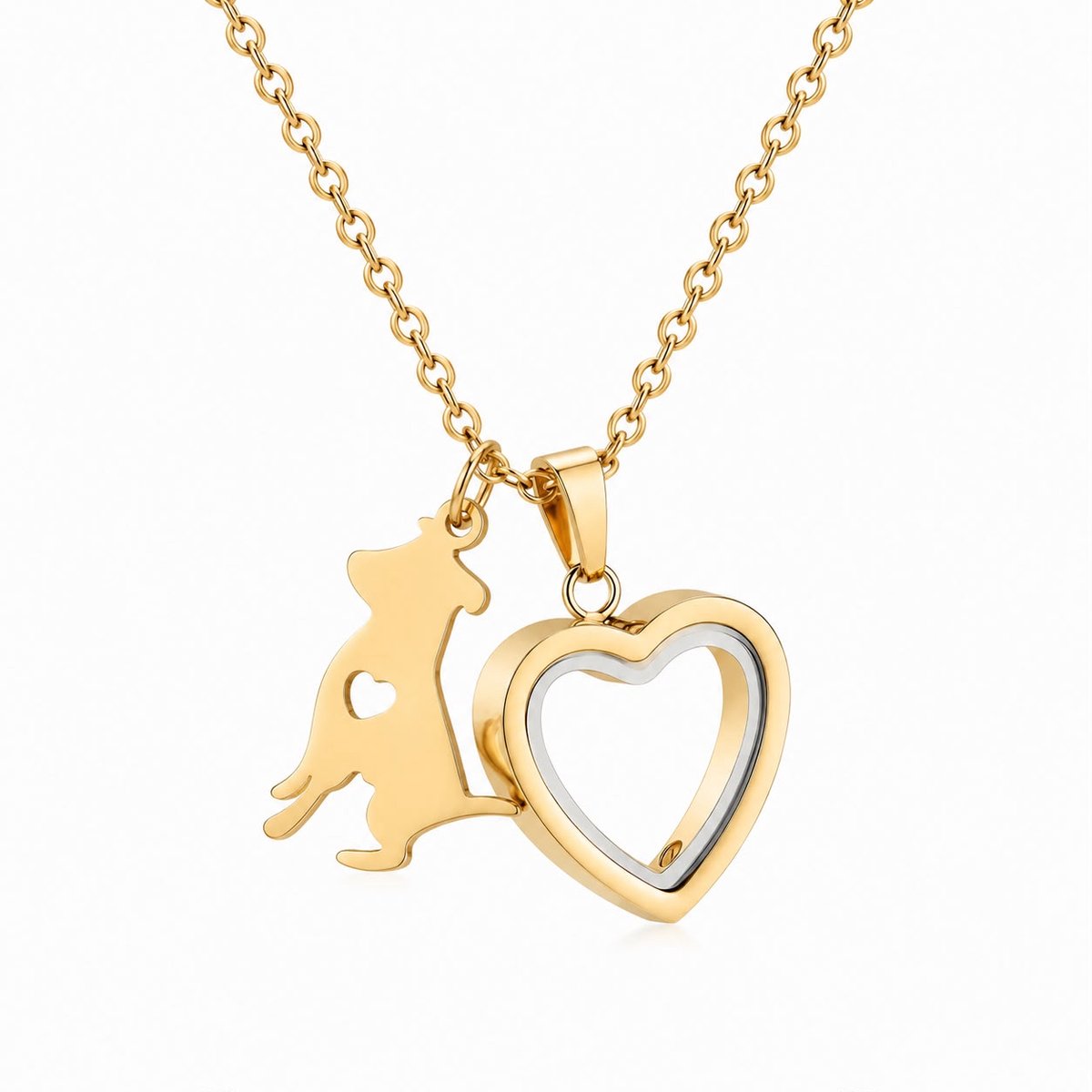 Ashanger Hart & Hond | Ashanger A Dogs Memory | Goud | Ashanger met Hondenbedeltje en Hart | Ashanger Hond | Petshop Seven