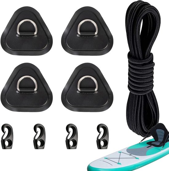 Reparatieset Paddle Board - PVC Patch Kit - Watersport Onderhoud - Roestvrijstalen D-ringen - 4-Delig - Zwart — afbeelding 4