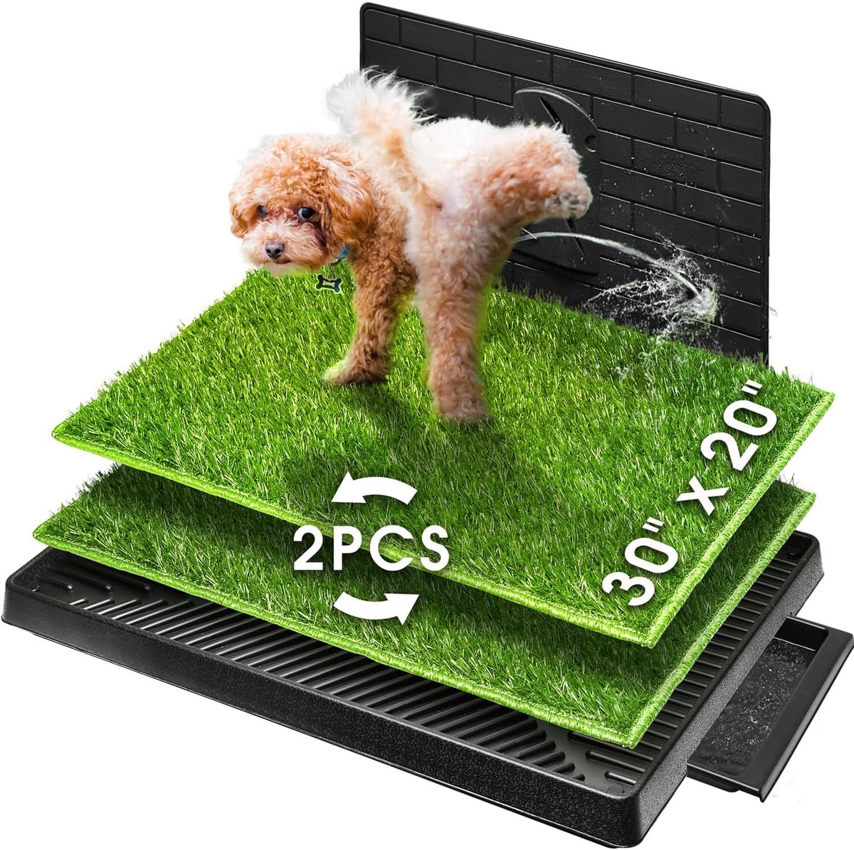 Hondengrasmat Met Opvangbak - 2 Stuks Puppytrainingsmatjes Van Kunstgras - Kunstgrasveld - Hondenwc Met Plasbescherming