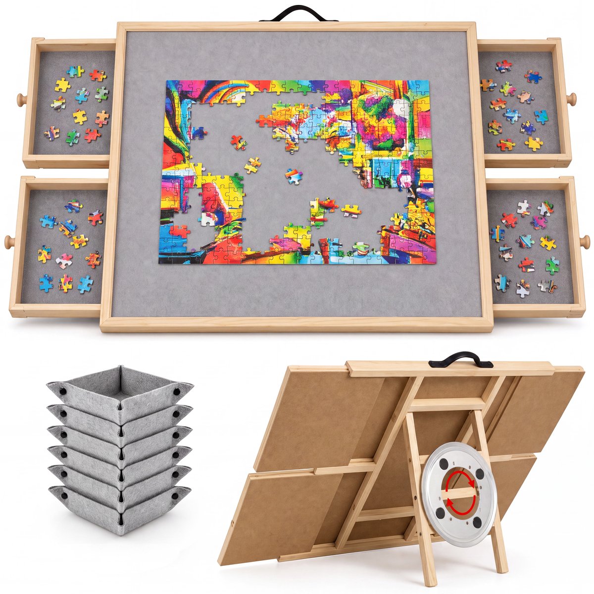 Beste Puzzelmat 2026 Diydash Draaibare Puzzeltafel met 4 lades