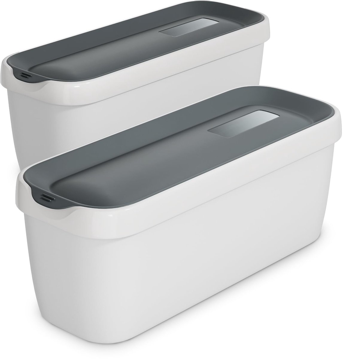 SnelShoppen IJsbakken 2x1 5L – Duurzame Plastic IJsbakken met Deksel Vaatwasmachinebestendig Lichtgewicht voor Ijsmachines Slushmachines en Yoghu