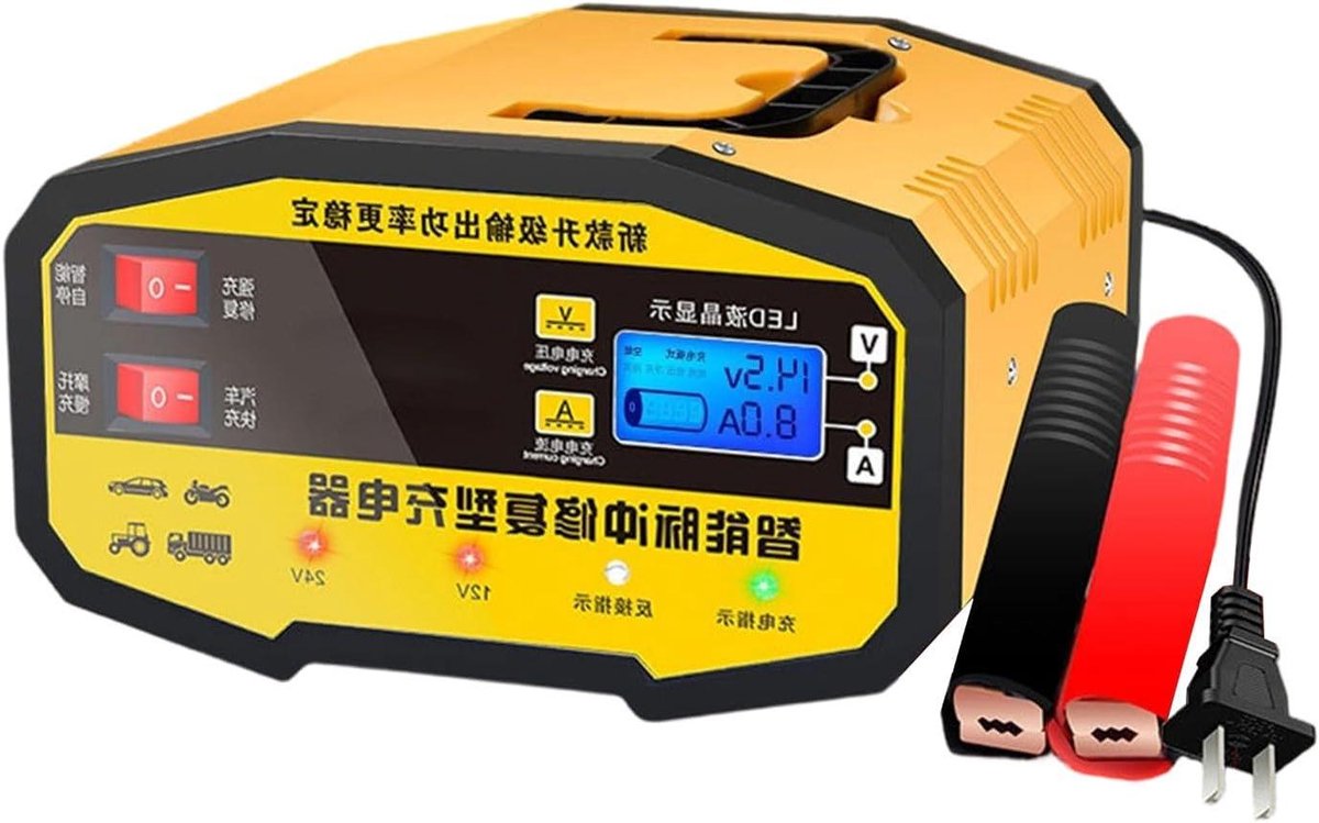 Acculader - Druppellader Batterijlader - Voertuigen Opladen - Digitale Puls Reparatie - 11 x 17 x 11 cm - Zwart