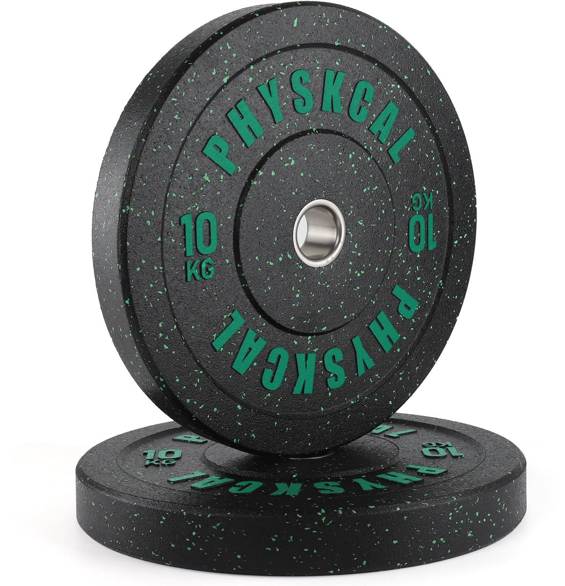 SnelShoppen - 10kg Set van 2 Olympische Bumper Gewichtsplaten, Crumb Rubber Barbell Schijven met 2'' Opening, Zwarte Krachttrainingsgewichten voor Thu