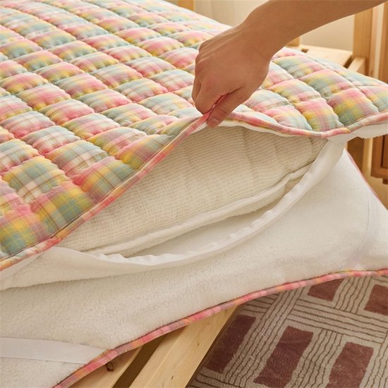 Opvouwbare Matras - Futon Vloerbed - Comfortabel Slapen - Dikke Katoen Vulling - 90x200cm - Grijs — afbeelding 2