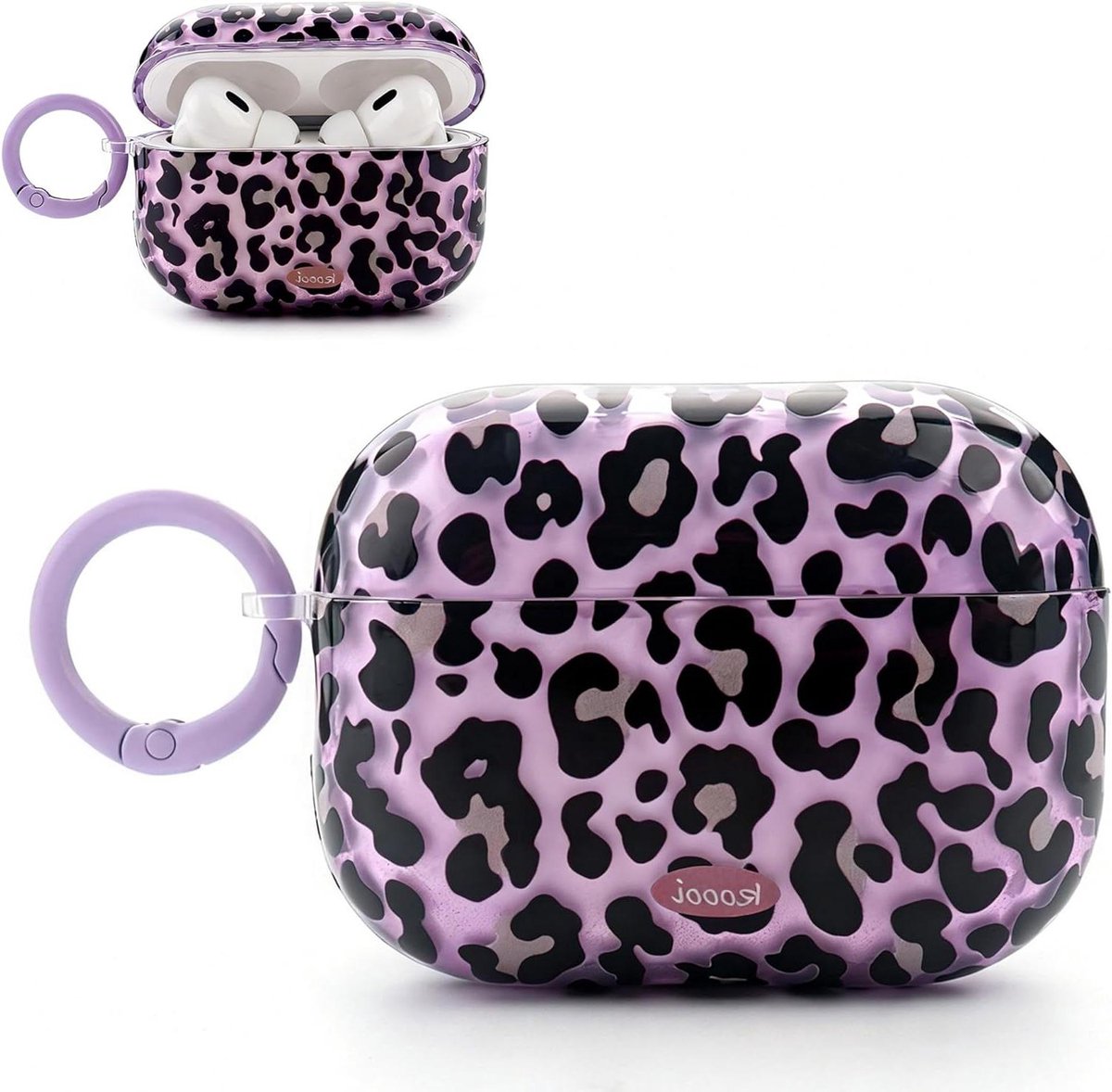 AirPods Pro 3 Hoesje - Oplaadcase Cover - Bescherming Oordopjes - Cheetah Print Design - 25 Grams - Paars