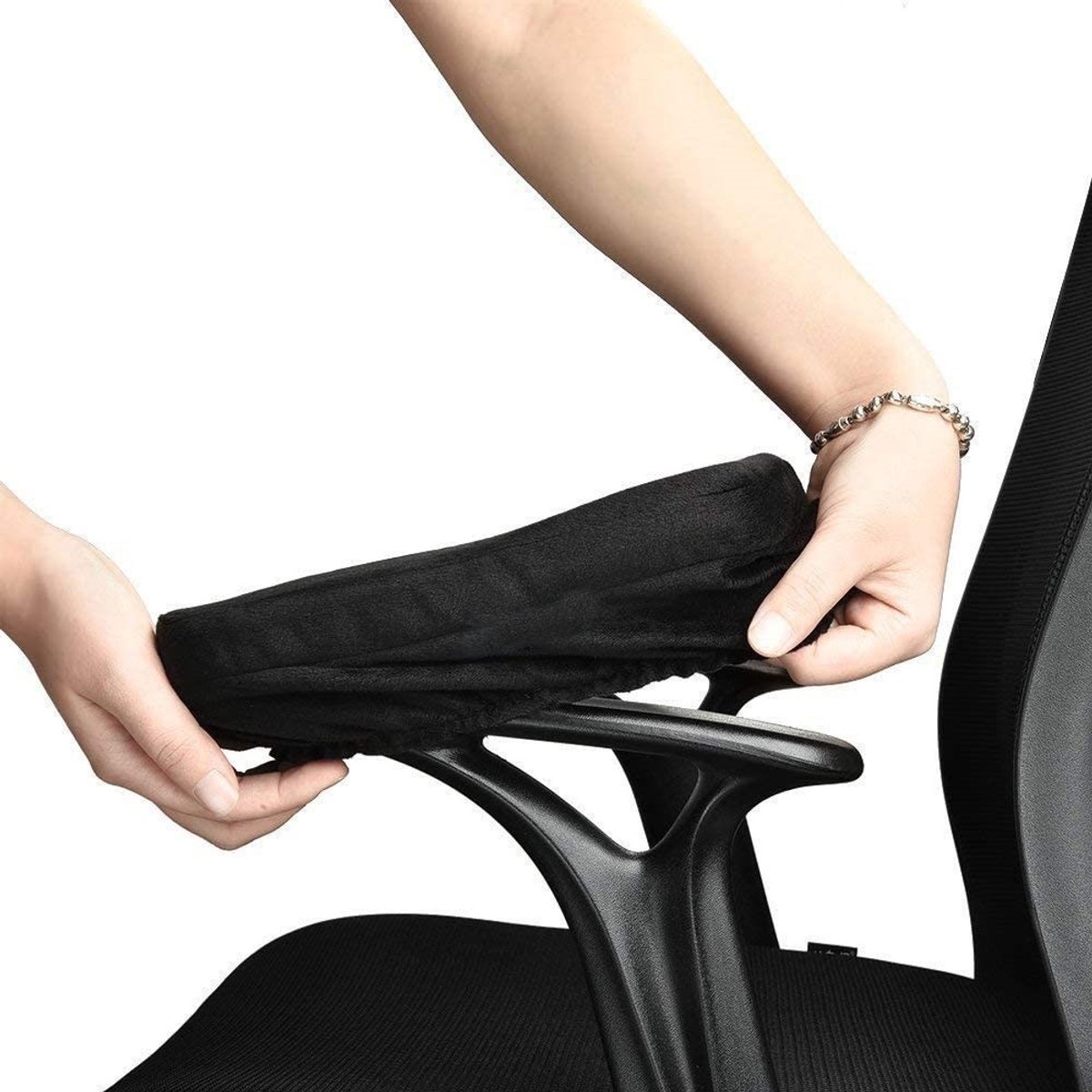 Namajunas - Ergonomische bureaustoel armleuning hoes met traagschuim - 2 Stuks - Comfortabele gamestoel armleuning hoes - Antislip elleboog steun kussen - Armsteun cover - Rekbare beschermhoes - Kantoorstoel accessoires - Comfortabele bescherming