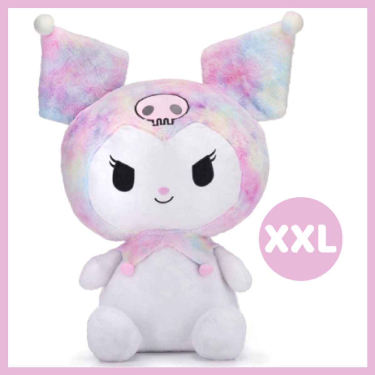 Kuromi (Tie-Dye) Hello Kitty Pluche Knuffel XXL 100 cm - Speelgoed XL Knuffels Kinderen Jongens Meisjes - Hello Kitty Plush Toy - Extra grote knuffel