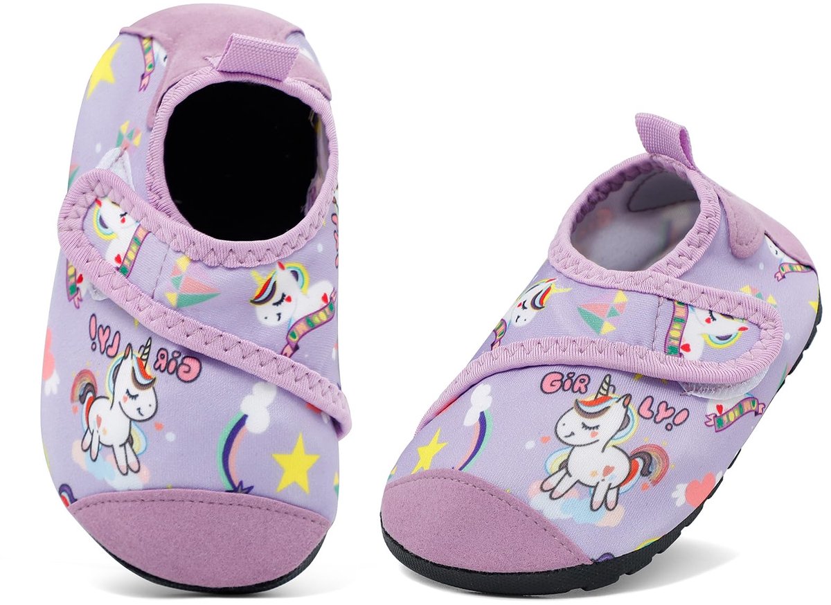 SnelShoppen - MASOCIO Waterschoenen voor Meisjes en Jongens - Sneldrogend Antislip Zomersokken voor Zwembad, Strand en Activiteiten - Paars - Maat 25/