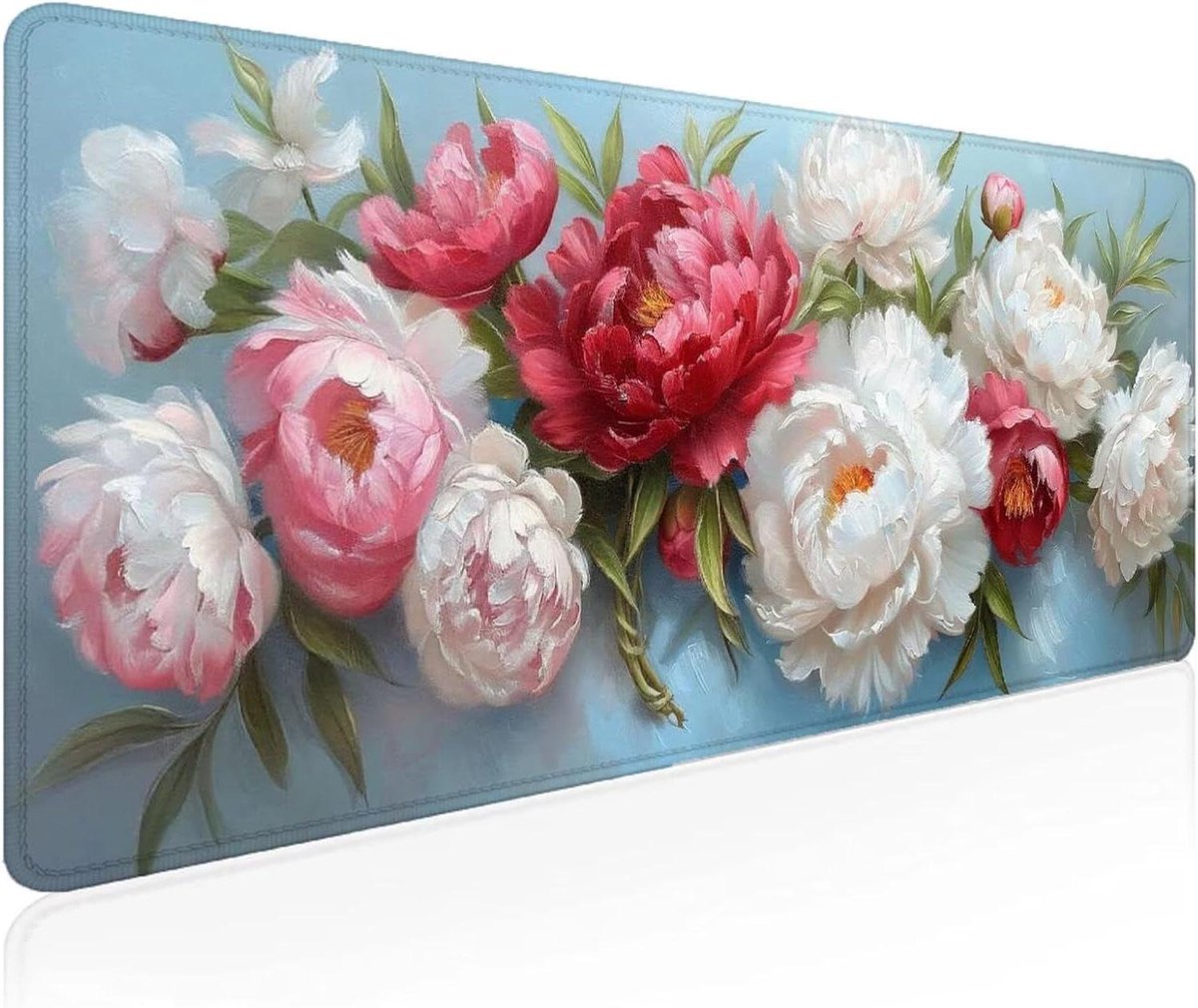 Grote Muismat - Bureaubladmat - Comfortabel Werken - Waterdicht Bloemen Design - 120x60 cm - Rood