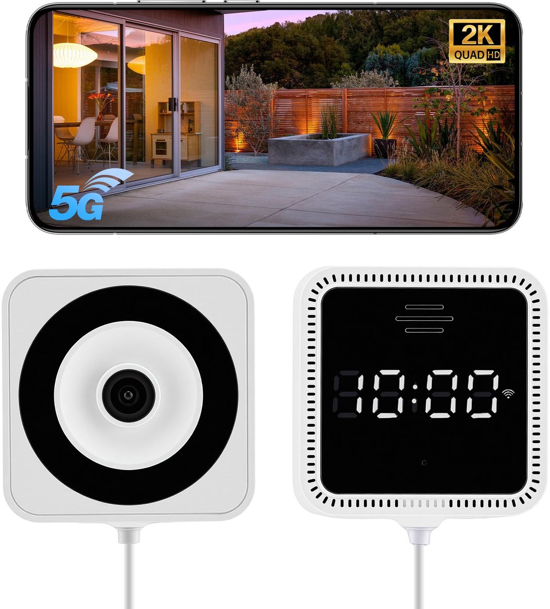 SnelShoppen - 2K WLAN Bewakingscamera Binnen - Mini Spioncamera met Nachtzicht in Kleur, Anti-Verblinding, Antireflectie, Tijdweergave, 24/7 Opname -