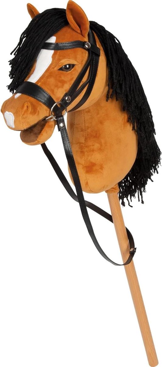 Hobbypaard met Stok - Stokpaardje Speelgoedpaard - Actieve Spelletjes - Afneembare Stok - 127 cm - Bruin