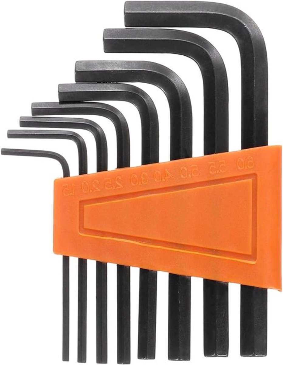 Inbussleutelset 1,5/2/2,5/3/4/5/5,5/6 mm - 45# Staal - L-vorm - Metrische Moersleutel - Reparatiegereedschap - Doe-het-zelvers - Fietsen - Motorreparaties - Zwart