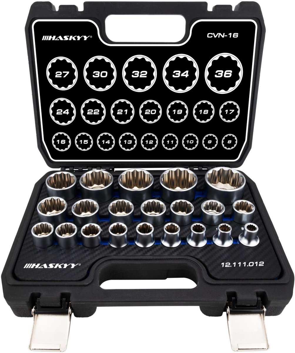 SnelShoppen - Meervoudige Dopsleutelset 21 Stuks | 12-Kant Schroevendraaier Dopsleutelbits 1/2 Inch | CRV-Staal | Voor Professioneel en Thuisgebruik