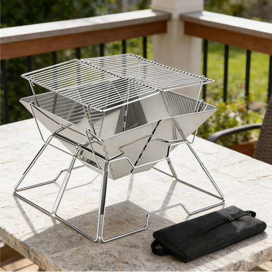 Campingfornuis Roestvrij Staal - Draagbaar Gasfornuis - Buiten Koken - In Hoogte Verstelbaar - 34 x 34 x 275 cm van Campingfornuis — afbeelding 4