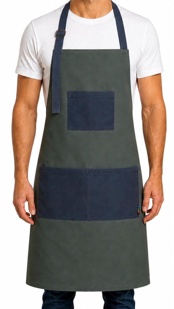 SnelShoppen - Chef-schort voor mannen en vrouwen, verstelbaar kookschort met 3 zakken, grillschort voor BBQ, feest, tuin, café - Perfect cadeau voor v