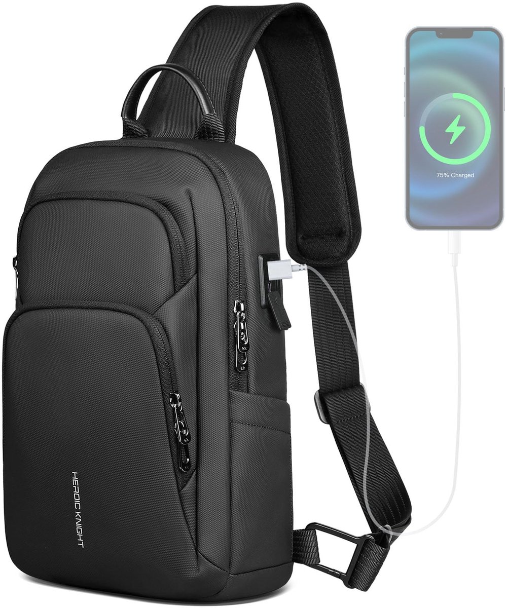 SnelShoppen - Schoudertas voor Heren - Antidiefstal Crossbodytas - Waterdicht - Geschikt voor iPad 11,3 inch - Casual Outdoor Tas voor Wandelen, Fiets