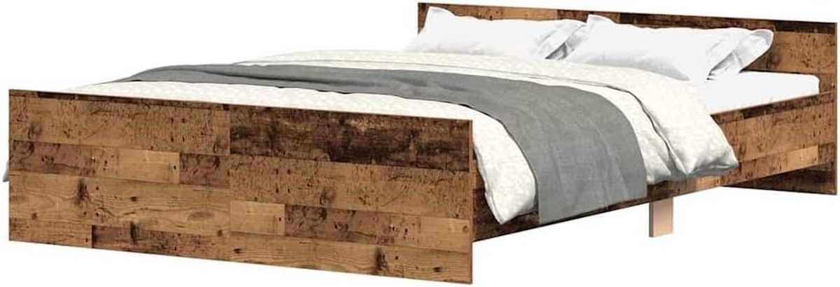 Bedframe - Slaapkamer meubel - Goede nachtrust - Stevig bewerkt hout - 140x190 cm - Oud hout