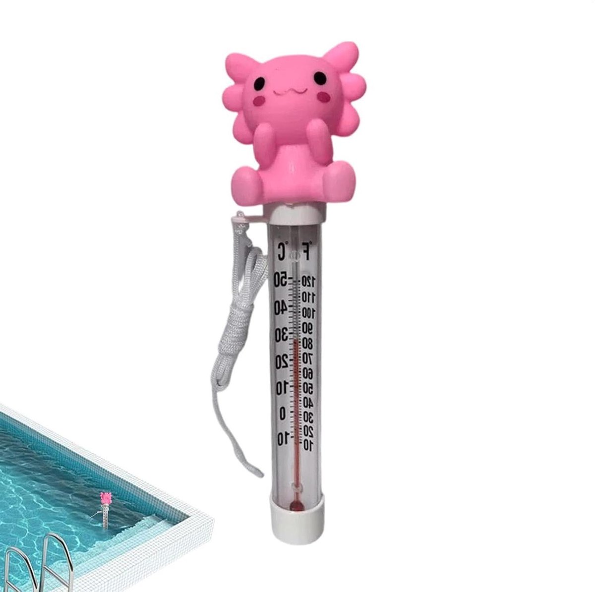 Zwemthermometer - Bad thermometer - Water temperatuur meten - Drijvend salamander design - 22 cm lang - Multicolor