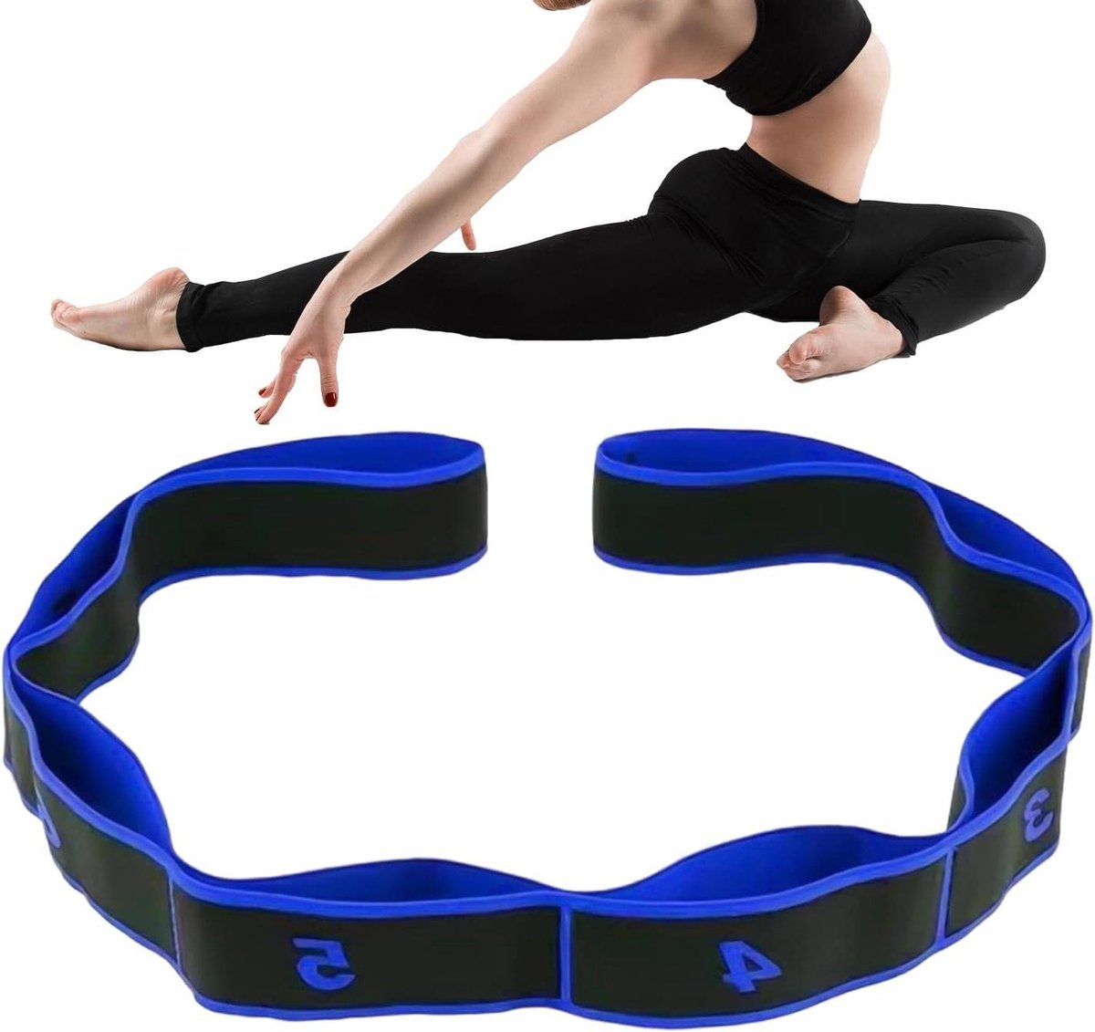 Fitness Banden Set - Elastische Rekbanden - Kracht Training - Genummerd Segment Ontwerp - 8 Delig - Blauw