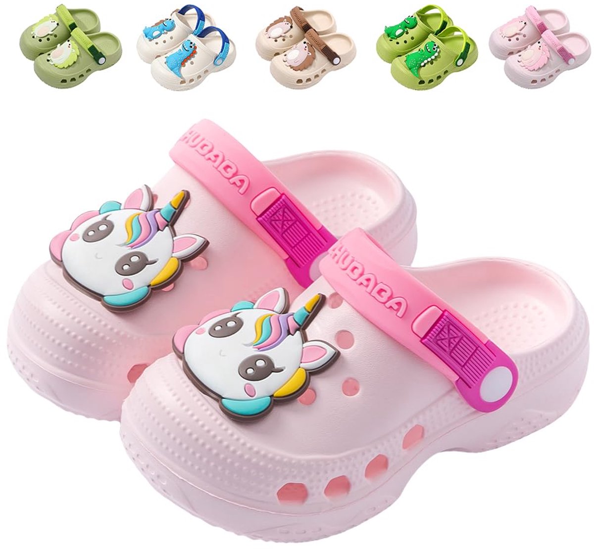 SnelShoppen - Kinderklompen Muilen voor Jongens en Meisjes - Dinosaurus Zomer Strandsandalen, Doucheslippers en Waterschoenen in Roze Maat 24-25