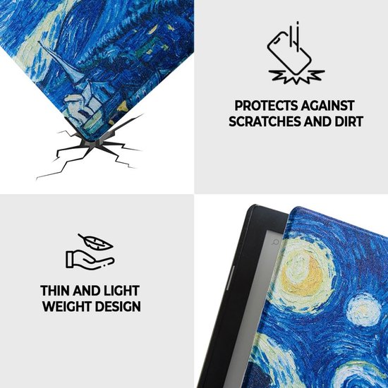 Kobo Aura H2O Hoes - E-reader Cover - Bescherming E-reader - Automatische Slaapfunctie - 6.8 inch - Sterrennacht Design van Kobo — afbeelding 2