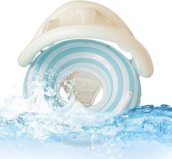 Baby Zwembad Float - Peuter Zwemstoel - Buiten Spelen - Met Zonnescherm Luifel - 56x54x14 cm - Blauw — afbeelding 5