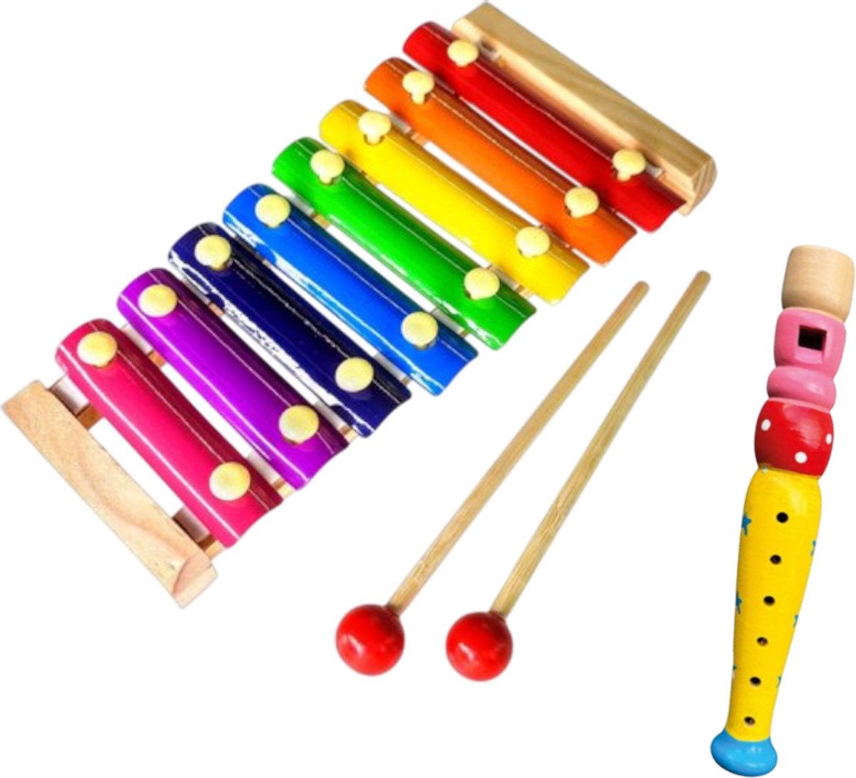 Jobber Toys Muziekinstrumenten Set Kinderen - Xylofoon en Fluit - Hout