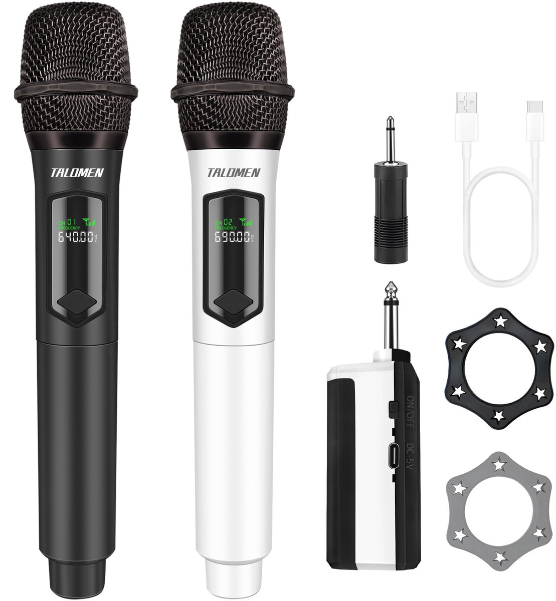 SnelShoppen - Professionele Draadloze Microfoonset - 2,4 GHz Handheld Karaoke Microfoonsysteem met Oplaadbare Ontvanger - 49 Meter Bereik voor Zingen,