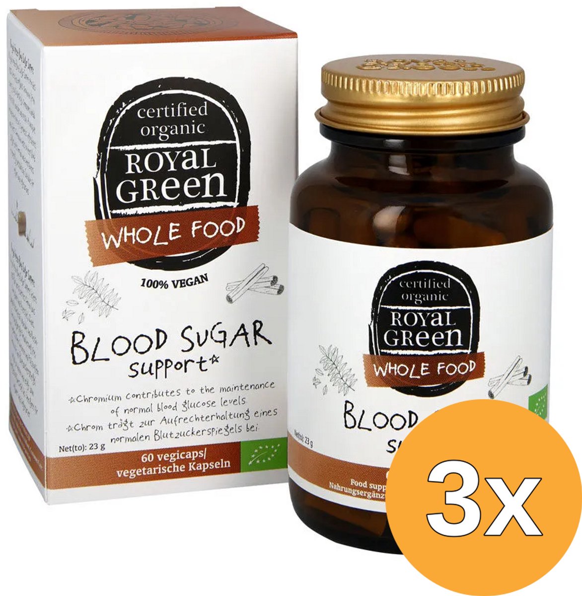 3x Royal Green Blood Sugar Support Bio (60 vega capsules)