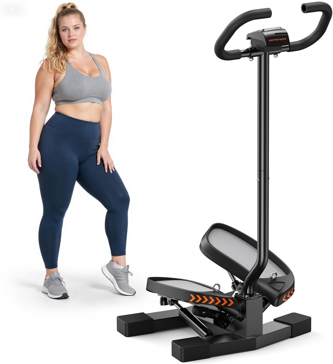 SnelShoppen - Sportsroyals Stepper voor Oefeningen - Twist Stepper met Weerstandsbanden - 350 lbs Gewichtscapaciteit - Compact Fitnessapparaat voor Th