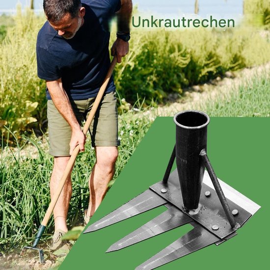 Onkruidhark Tuingereedschap - Wiedhark Grastrekker - Tuinonderhoud Bodem - Dubbelzijdig Ontwerp - 3 Tanden - Metaal — afbeelding 5