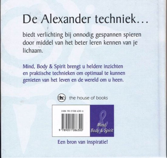 Boekomslag met titel 'De Alexander techniek...', THB logo en ISBN.