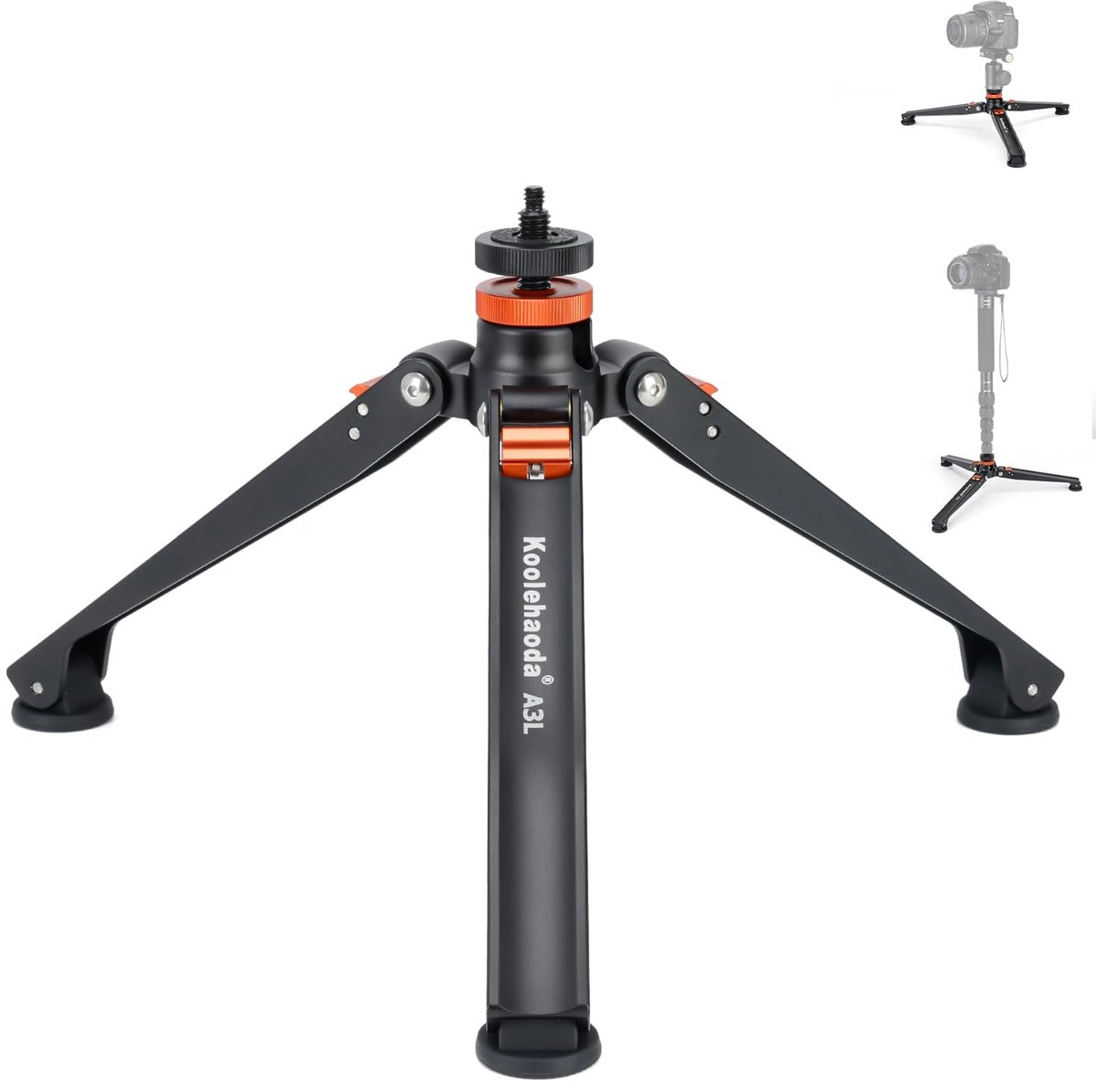 SnelShoppen - Mini Statief Basis voor Monopods - Aluminium Bureau Statief met Drie Poten - Universele Driepootsteun met 1/4"-3/8" Schroefbevestiging v