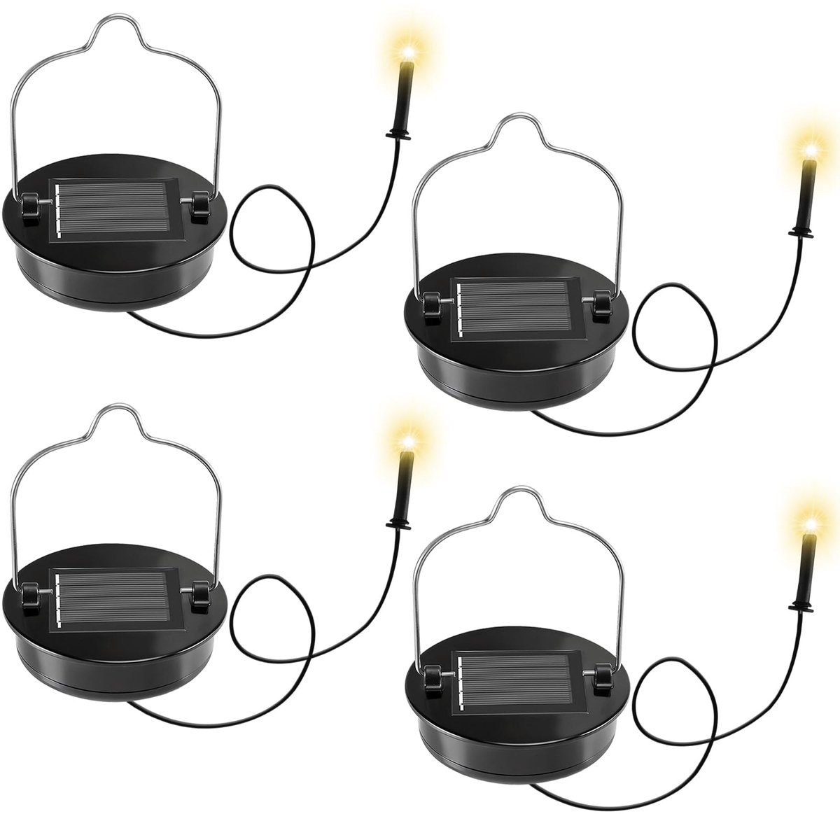 SnelShoppen - 4 stuks waterdichte reservelampen op zonne-energie, IP65 buitenlantaarns met zonnepaneel, Marokkaanse stijl voor tuin, feest, camping, e