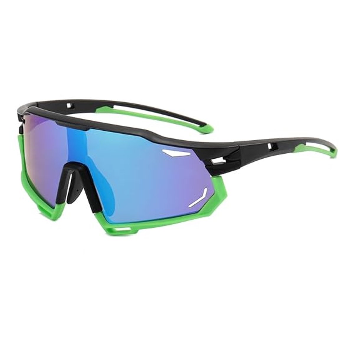 LISM-Oversized sportieve gepolariseerde meekleurende zonnebril Geschikt voor heren met UV-bescherming (zwart montuur, groene coating).