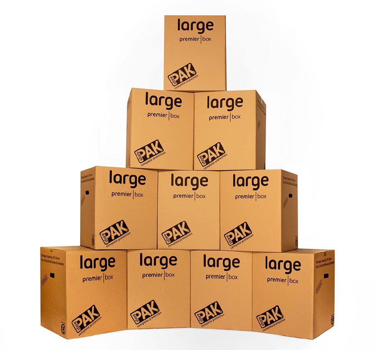 SnelShoppen - Heavy Duty Opbergdozen 107 Liter - Sterke Verhuisdozen Set van 10 - Bruin, Perfect voor Verhuizen, Opslag, en Organisatie