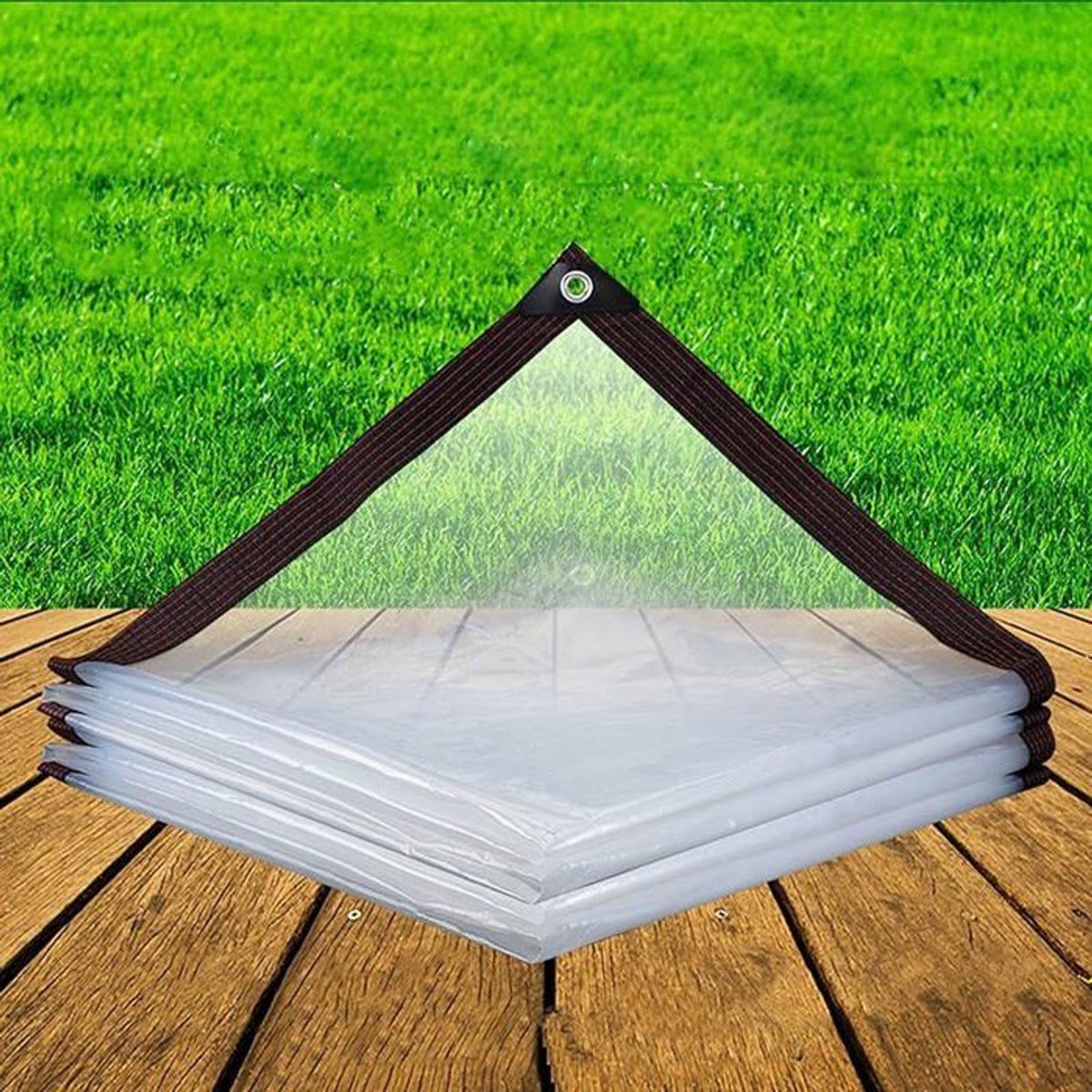 LISM-Waterdicht, transparant zeildoek - 2m x 2m, met oogjes en touw, koudebestendig, wit - 1 stuk