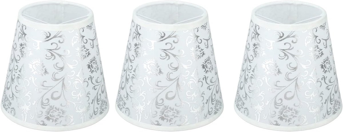 KZQ zilverkleurige stoffen lampenkap met klikbevestiging, geschikt voor E14-lampen – zacht licht, geschikt voor hanglampen en tafellampen.