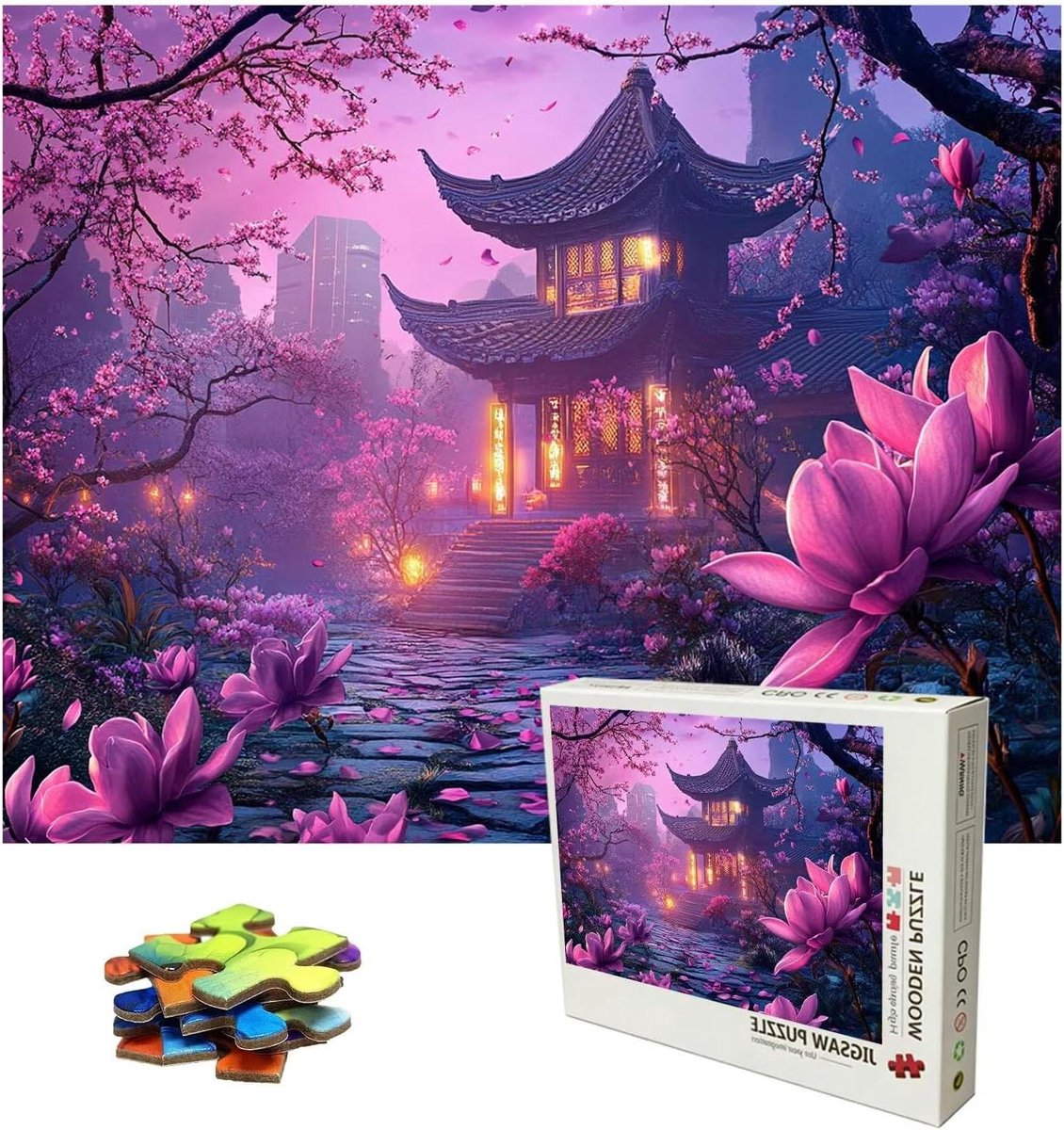 Legpuzzels Volwassenen - Houten Puzzel IQ-Puzzel - Ontspannende Tijdverdrijf - Dromerige Magnolia Thema - 150 x 100 cm - Meerdere Kleuren