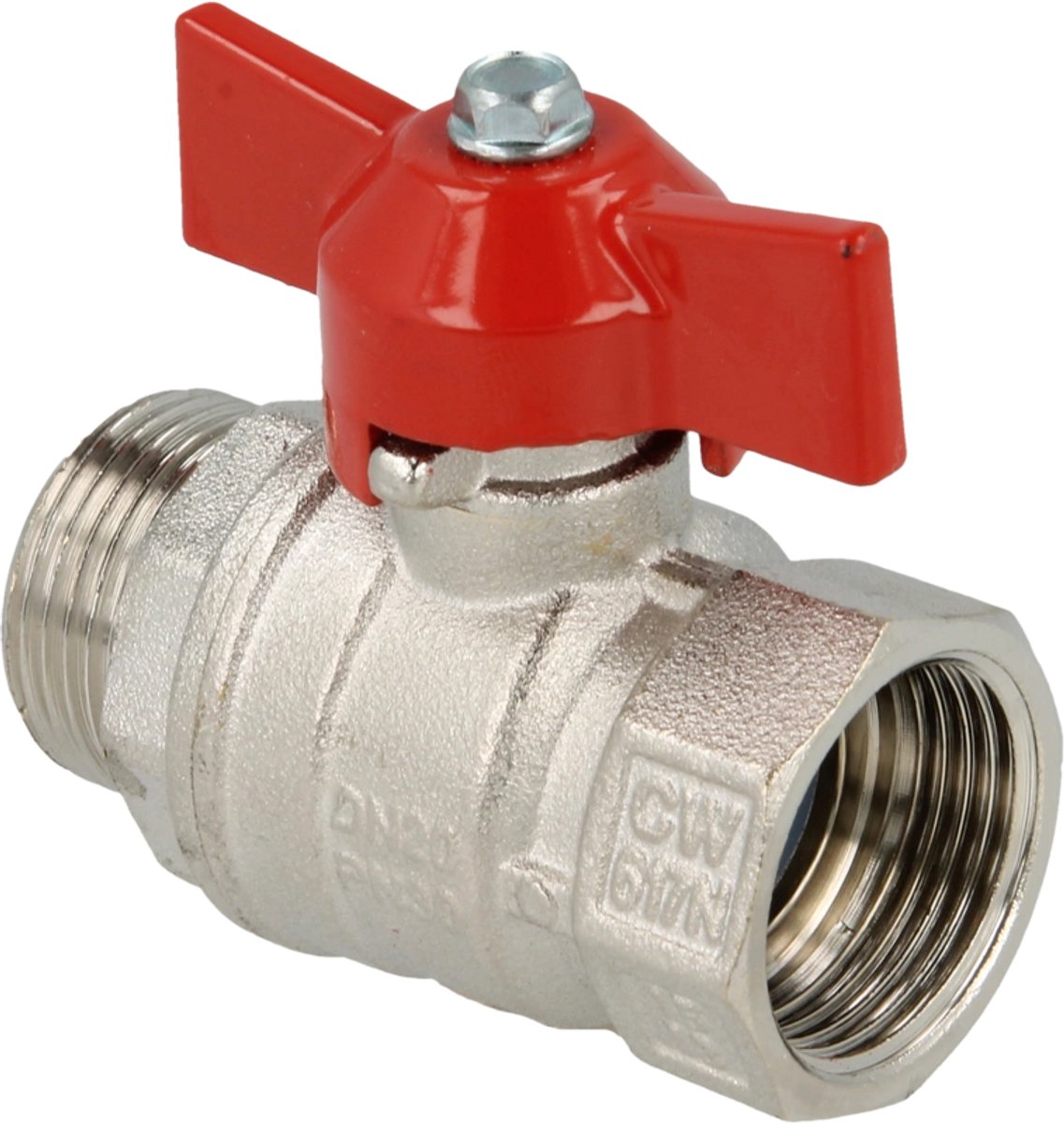 Kogelkraan 1" - Binnendraad/buitendraad - Vleugelgreep - Messing - 1 INCH