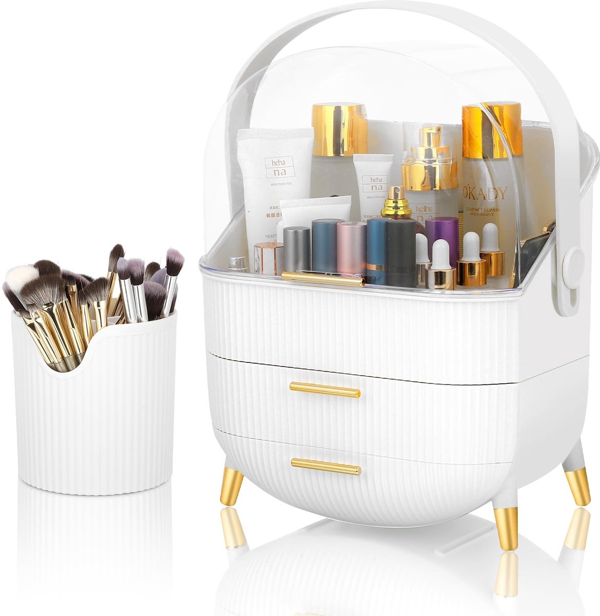 Dailygoods - Cosmetics Organizer - Makeup Storage Box met 3 Lades en Borstelhouder