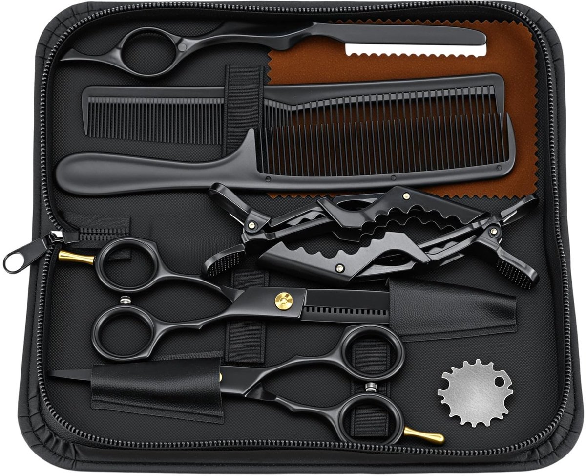 Dailygoods - Professionele Kappersschaar Set - Zwart voor Mannen en Vrouwen
