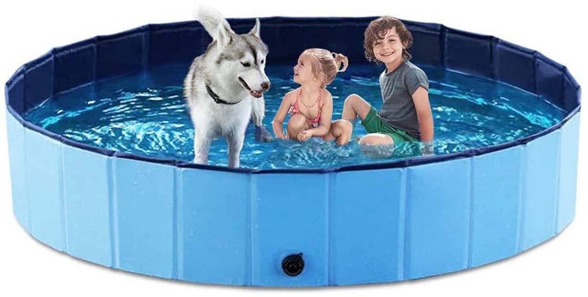 Dailygoods- Kinderbad Opvouwbaar - Draagbaar Hondenbad - Antislip - Stevig PVC - 120x30 cm - Geschikt voor Kinderen en Huisdieren - Zwembad