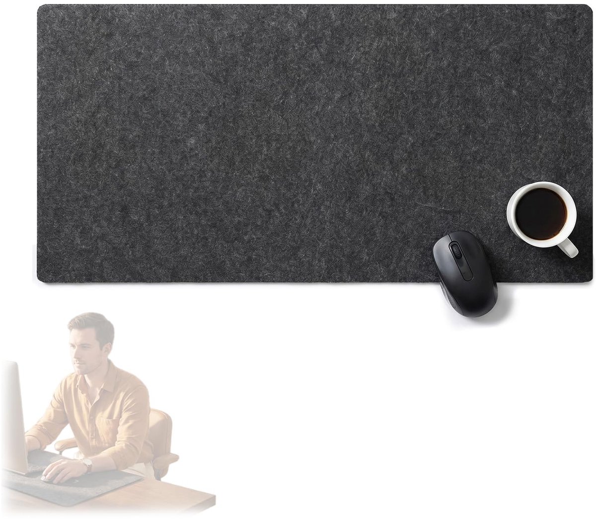 Dailygoods - Bureauonderlegger Vilt XXL - Hittebestendig en Antislip
