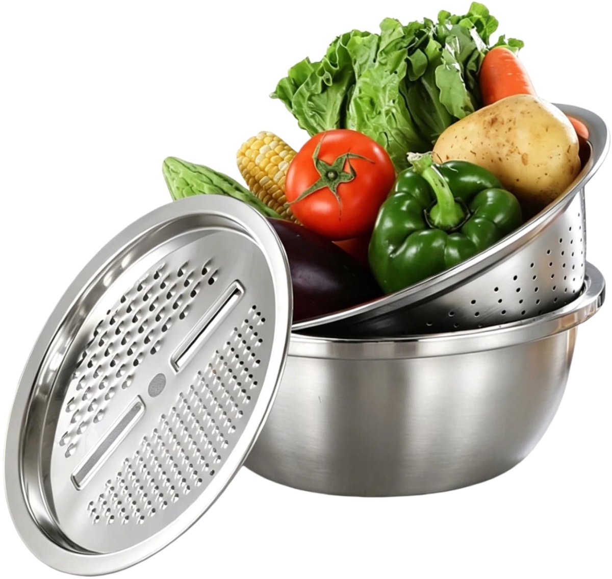 Dailygoods - Multifunctionele Keuken Kom Set met Zeef en Snijder - Mengkommen voor Pasta en Groenten