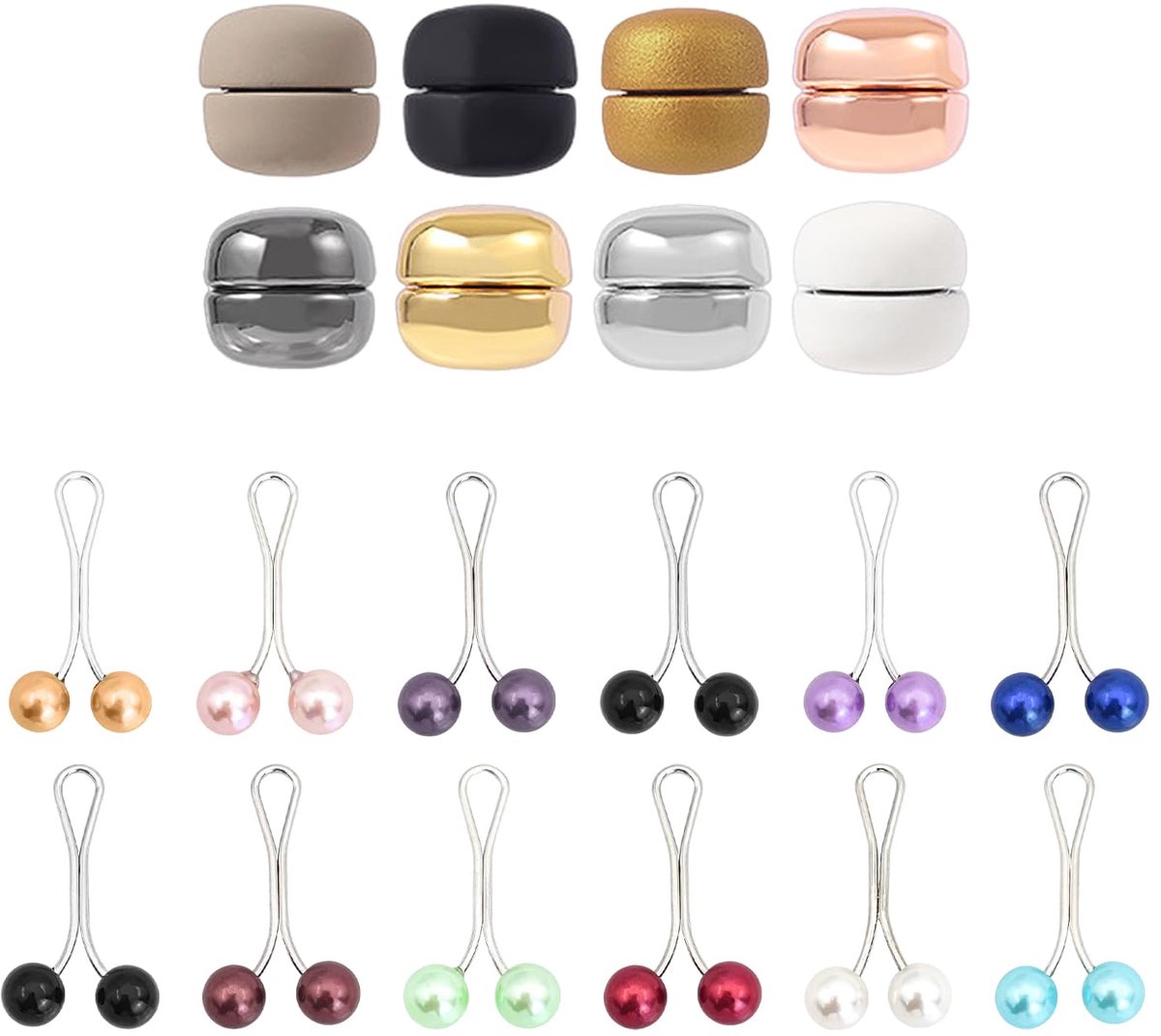 Dailygoods - 8 Hoofddoekgespen en 12 Hoofddoekclips - Magnetische Hoofddoeken Accessoires voor Eenvoudige Installatie