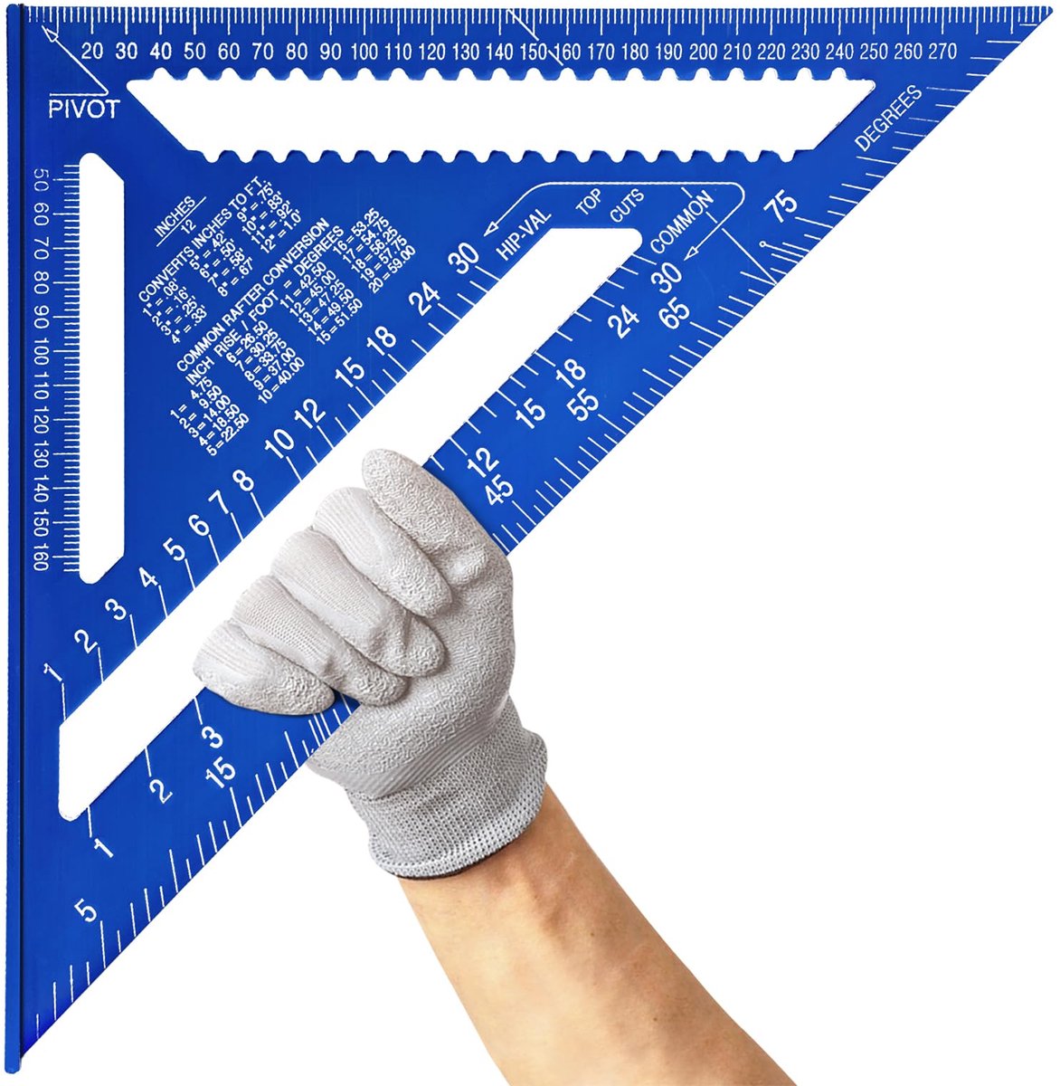 Dailygoods- Meetdriehoek 30 cm - Aluminiumlegering - Metrische Gradenboog - Hoekmeter Digitaal - Driehoekliniaal - Roestbestendig