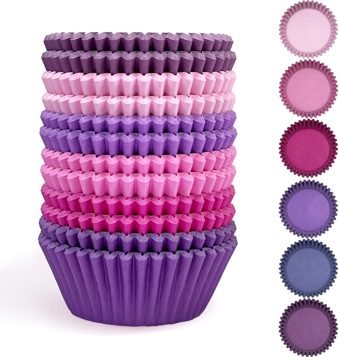 Dailygoods - 300 Stuks Muffin Cups in Roze en Paars - Voedselveilige Cupcakevormen