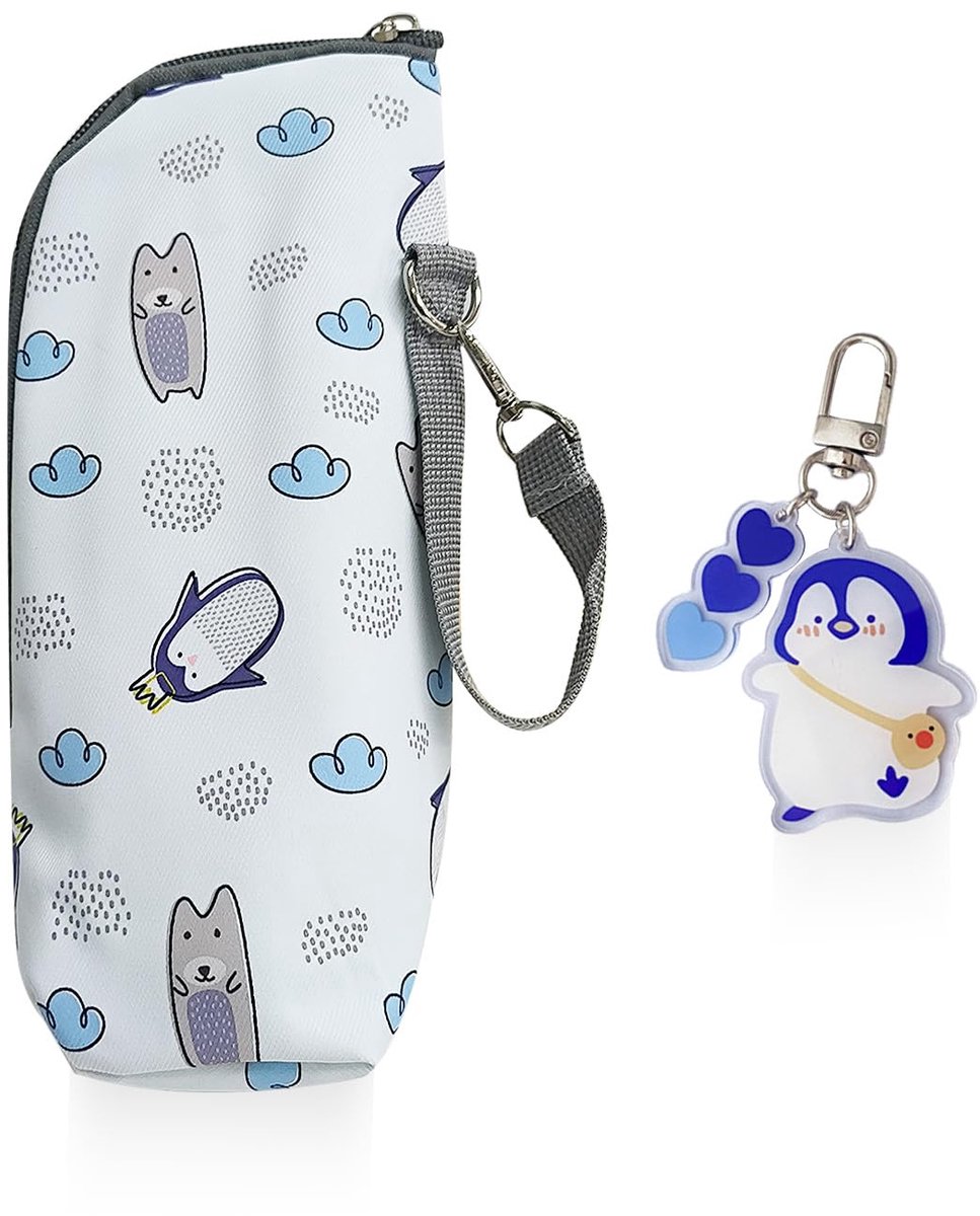 Dailygoods - Draagbare Koeltas met Fles Beschermende Cover en Penguin Pendant