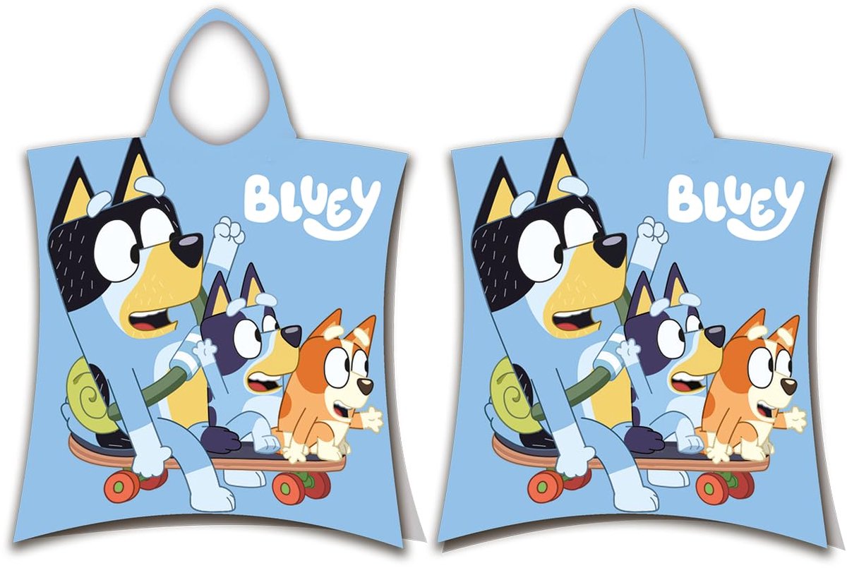 Dailygoods - Bluey Handdoekponcho - 50 x 115 cm voor Kinderen
